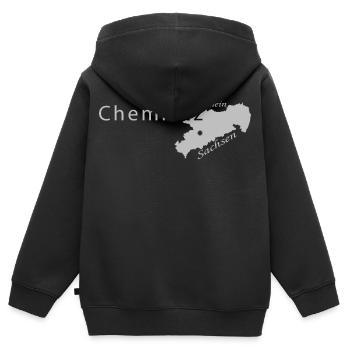 Chemnitz - Mein Sachsen - Heimatstadt - Kinder Premium Organic Zip Hoodie - Schwarz - Hinten - AI Model Kid Male (0cm)