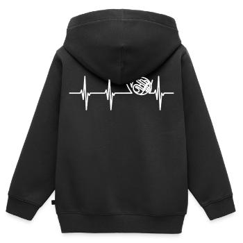 Waldhorn Herzlinie - Kinder Premium Organic Zip Hoodie - Schwarz - Hinten - AI Model Kid Male (0cm)