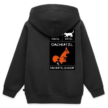 Eichhörnchen - Oachkatzlschwoaf - Kinder Premium Organic Zip Hoodie - Schwarz - Hinten - AI Model Kid Male (0cm)