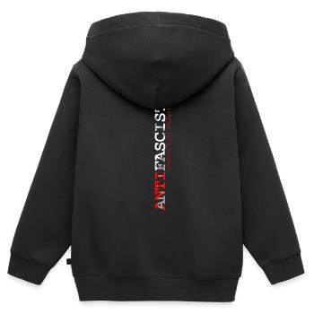 Antifascista rouge/blanc avec une étoile - Sweat Premium à capuche zippé enfant bio - noir - Dos - AI Model Kid Male (0cm)