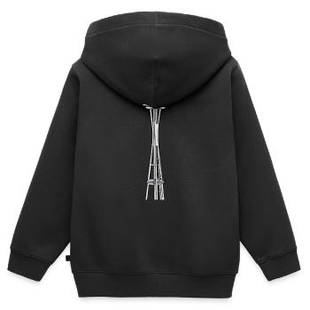 "Space Needle" in Seattle - Kinder Premium Organic Zip Hoodie - Schwarz - Hinten - AI Model Kid Male (0cm)