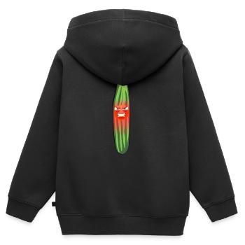 Angry cucumber, cucumbers, comic, cucumber - Kids Premium Organic Zip-up Hoodie - black - Back - AI Model Kid Male (0cm)