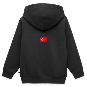 DRAPEAU TURC Turquie drapeau cadeau pour les Turcs - Sweat Premium à capuche zippé enfant bio - noir - Dos - AI Model Kid Male (0cm)