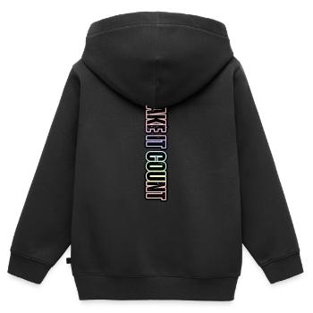 Chaque instant compte – inscription au pastel - Sweat Premium à capuche zippé enfant bio - noir - Dos - AI Model Kid Male (0cm)