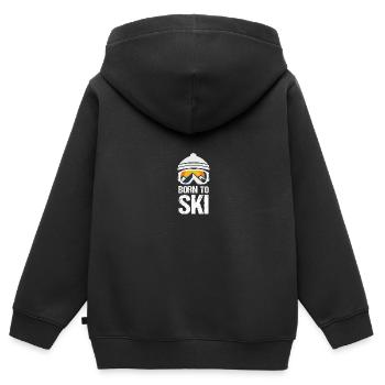 BORN TO SKI Winter Wintersport Geschenkidee - Kinder Premium Organic Zip Hoodie - Schwarz - Hinten - AI Model Kid Male (0cm)