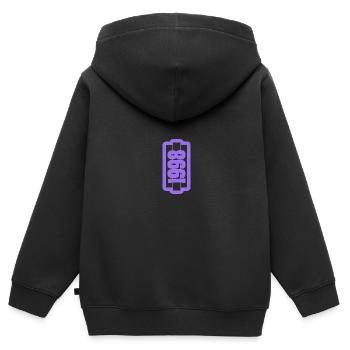 1998 - Kinder Premium Organic Zip Hoodie - Schwarz - Hinten - AI Model Kid Male (0cm)