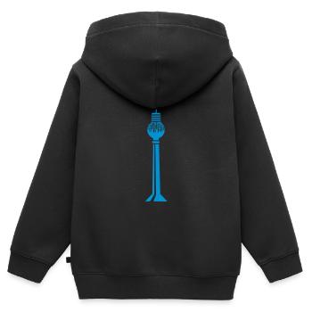 Berliner Fernsehturm - Tour de télévision de - Sweat Premium à capuche zippé enfant bio - noir - Dos - AI Model Kid Male (0cm)