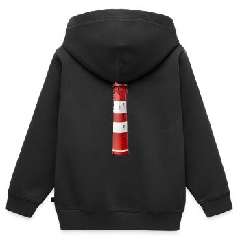 Leuchtturm freigestellt, rot weiß - Kinder Premium Organic Zip Hoodie - Schwarz - Hinten - AI Model Kid Male (0cm)