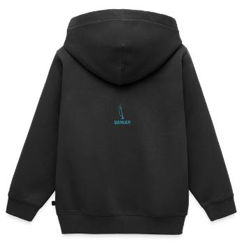 Fanfare Damian - Sweat Premium à capuche zippé enfant bio - noir - Dos - AI Model Kid Male (0cm)