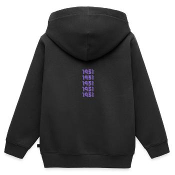 Geburtsjahr 1951 - Kinder Premium Organic Zip Hoodie - Schwarz - Hinten - AI Model Kid Male (0cm)