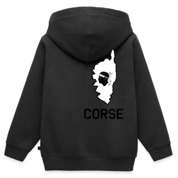 courses - Sweat Premium à capuche zippé enfant bio - noir - Dos - AI Model Kid Male (0cm)
