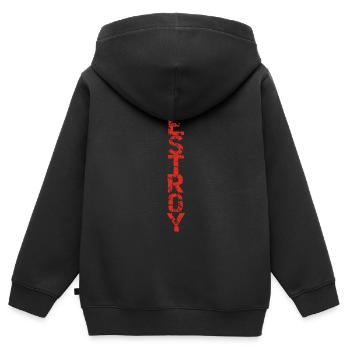 Détruire en rouge - Sweat Premium à capuche zippé enfant bio - noir - Dos - AI Model Kid Male (0cm)