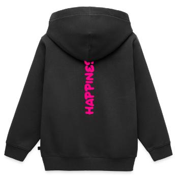 Happiness Schriftzug in pink - Kinder Premium Organic Zip Hoodie - Schwarz - Hinten - AI Model Kid Male (0cm)