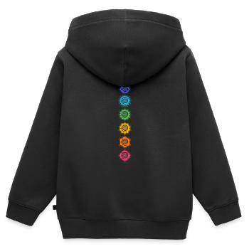 7 Chakras, Kundalini, Cosmic Energy Centers - Sweat Premium à capuche zippé enfant bio - noir - Dos - AI Model Kid Male (0cm)