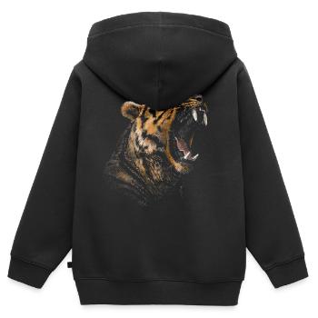 Tiger - Kinder Premium Organic Zip Hoodie - Schwarz - Hinten - AI Model Kid Male (0cm)