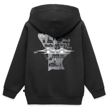 Uerdingen am Rhein 360° - Kinder Premium Organic Zip Hoodie - Schwarz - Hinten - AI Model Kid Male (0cm)