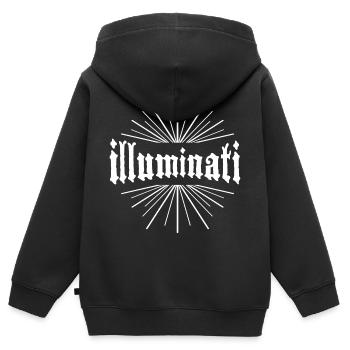 sort secrète illuminati col frais fun lumière co - Sweat Premium à capuche zippé enfant bio - noir - Dos - AI Model Kid Male (0cm)