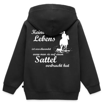 Pferd - Kinder Premium Organic Zip Hoodie - Schwarz - Hinten - AI Model Kid Male (0cm)