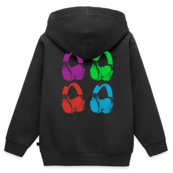 Headphone - Kids Premium Organic Zip-up Hoodie - black - Back - AI Model Kid Male (0cm)