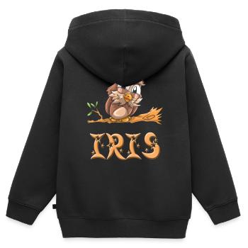 Eule Iris - Kinder Premium Organic Zip Hoodie - Schwarz - Hinten - AI Model Kid Male (0cm)