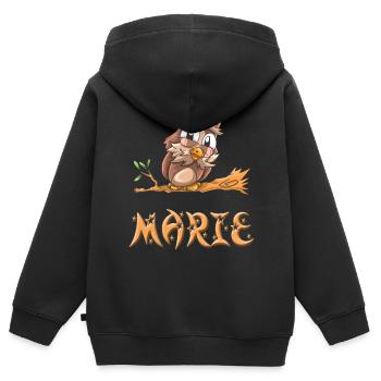 Eule Marie - Kinder Premium Organic Zip Hoodie - Schwarz - Hinten - AI Model Kid Male (0cm)