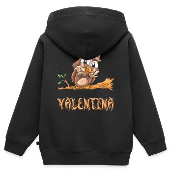 Eule Valentina - Kinder Premium Organic Zip Hoodie - Schwarz - Hinten - AI Model Kid Male (0cm)