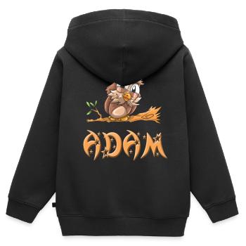 Hibou Adam - Sweat Premium à capuche zippé enfant bio - noir - Dos - AI Model Kid Male (0cm)
