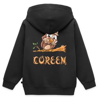 Eule Coreen - Sweat Premium à capuche zippé enfant bio - noir - Dos - AI Model Kid Male (0cm)