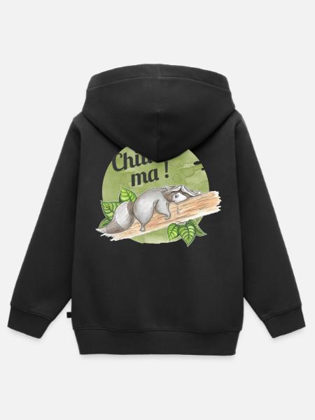 Chill ma - schlafender Waschbär - Kinder Premium Organic Zip Hoodie - Schwarz