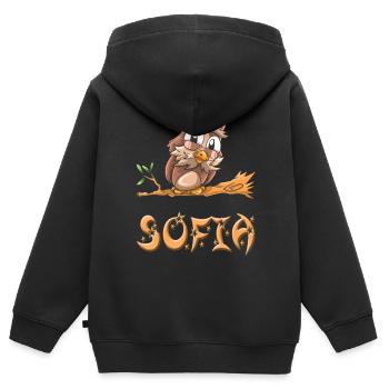 Owl Sofia - Sweat Premium à capuche zippé enfant bio - noir - Dos - AI Model Kid Male (0cm)