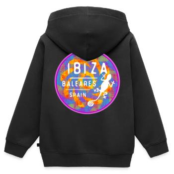 Farbige Ibiza Balearen Insel Illustration - Kinder Premium Organic Zip Hoodie - Schwarz - Hinten - AI Model Kid Male (0cm)