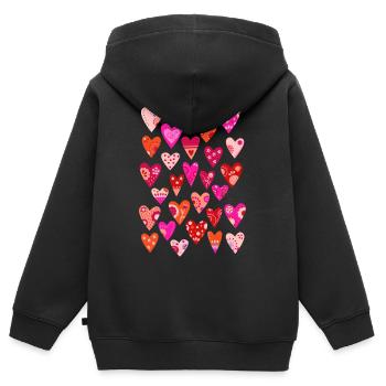 Hearts - Kids Premium Organic Zip-up Hoodie - black - Back - AI Model Kid Male (0cm)