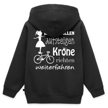 Kunstrad, Kunstradfahren, Krone richten - Kinder Premium Organic Zip Hoodie - Schwarz - Hinten - AI Model Kid Male (0cm)