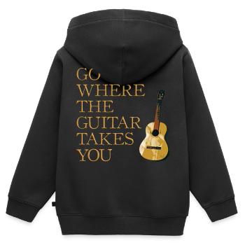 Gitarren Weg - Kinder Premium Organic Zip Hoodie - Schwarz - Hinten - AI Model Kid Male (0cm)