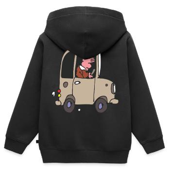 Autofahrer Zeichentrick - Kinder Premium Organic Zip Hoodie - Schwarz - Hinten - AI Model Kid Male (0cm)