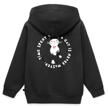 Katze Katzendame Katzenliebhaber - Kinder Premium Organic Zip Hoodie - Schwarz - Hinten - AI Model Kid Male (0cm)