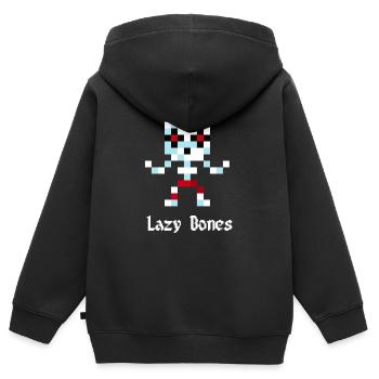 Squelette de 8 bits (Lazy Bones) - Sweat Premium à capuche zippé enfant bio - noir - Dos - AI Model Kid Male (0cm)