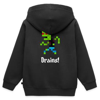 Zombie 8 bits (Brains!) - Sweat Premium à capuche zippé enfant bio - noir - Dos - AI Model Kid Male (0cm)