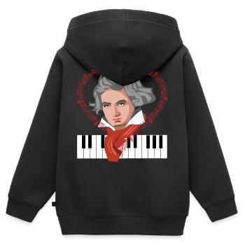 Ich liebe Beethoven Komponist Pianist Klassik - Kinder Premium Organic Zip Hoodie - Schwarz - Hinten - AI Model Kid Male (0cm)