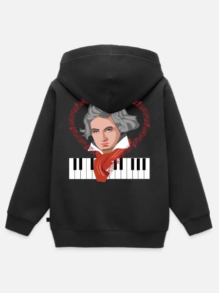 J’adore Beethoven compositeur pianiste classique - Sweat Premium à capuche zippé enfant bio - noir