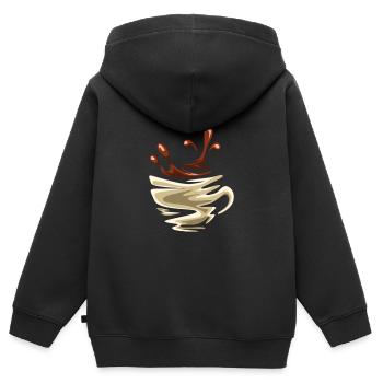 Café design animé - Sweat Premium à capuche zippé enfant bio - noir - Dos - AI Model Kid Male (0cm)