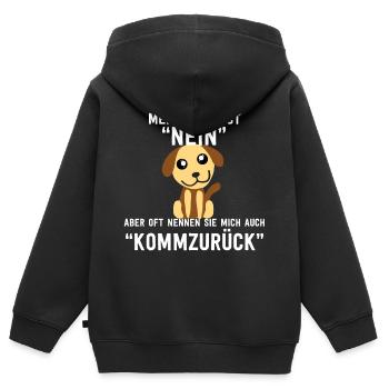 Süßer Hund Hündchen Tier Hundeerziehung Geschenk - Kinder Premium Organic Zip Hoodie - Schwarz - Hinten - AI Model Kid Male (0cm)