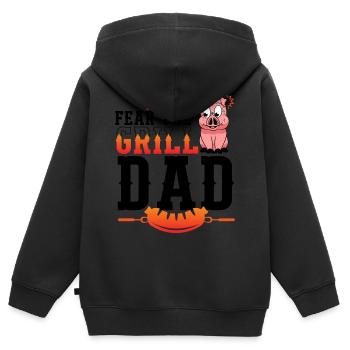 Grillen Grillkönig Papa Geschenkidee - Kinder Premium Organic Zip Hoodie - Schwarz - Hinten - AI Model Kid Male (0cm)