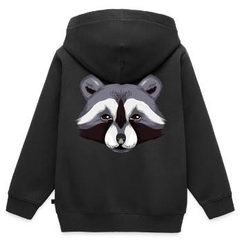 raton laveur - Sweat Premium à capuche zippé enfant bio - noir - Dos - AI Model Kid Male (0cm)