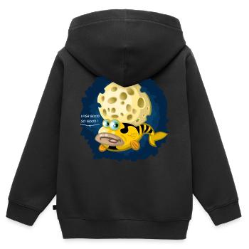 Funky fish - Kids Premium Organic Zip-up Hoodie - black - Back - AI Model Kid Male (0cm)