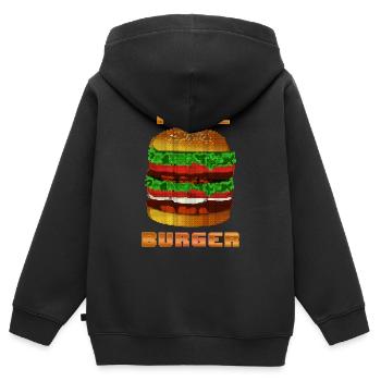 Pixel burger t-shirt rétro - Sweat Premium à capuche zippé enfant bio - noir - Dos - AI Model Kid Male (0cm)