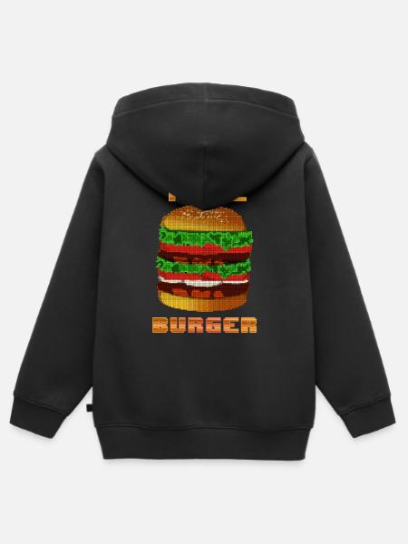 Pixel Burger retro T-Shirt - Kinder Premium Organic Zip Hoodie - Schwarz