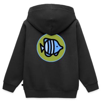 Poisson - poisson - poison - Sweat Premium à capuche zippé enfant bio - noir - Dos - AI Model Kid Male (0cm)