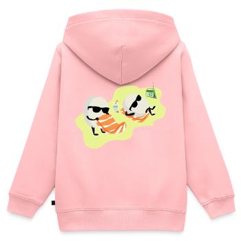 Sushi Lachs Reis Sonnenbaden Geschenkidee - Kinder Premium Organic Zip Hoodie - Rosa - Hinten - AI Model Kid Female (0cm)