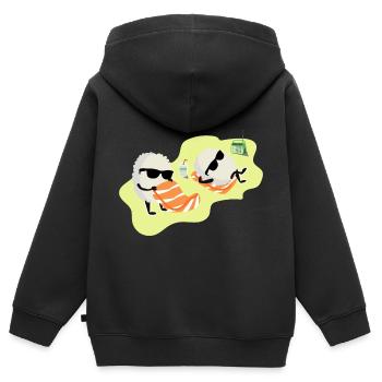 Sushi Lachs Reis Sonnenbaden Geschenkidee - Kinder Premium Organic Zip Hoodie - Schwarz - Hinten - AI Model Kid Male (0cm)
